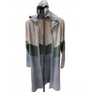 NEW HEM & THREAD women's chevron hooded cardigan in grey